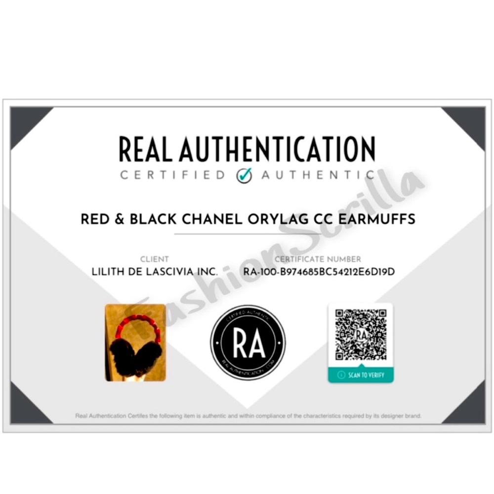 Vintage CHANEL Red and Black Orylag Rabbit Fur Earmuffs RedBlack - Picture 11 of 16